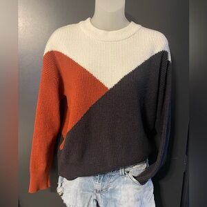 Sophie Rue Tri-Tone Sweater - Rust, Cream, and charcoal small